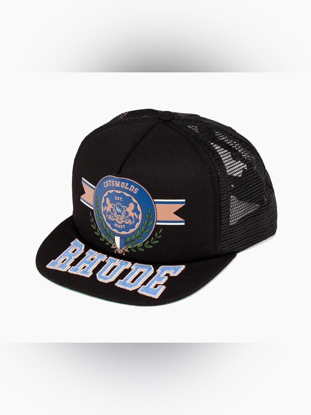 Rhude Rhude Cotswolds Trucker Hat Logo SnapBack Adjustable Black Cap Deadstock